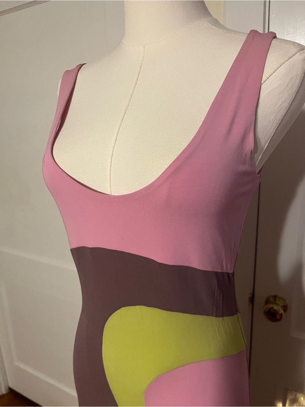 Plein Sud Pink Mod Colorblock Maxi Dress – Sculptural 90s Graphic - Picture 3 of 14